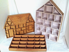 Setzkasten Holz Sammelbox Hausform 3x Utensilien Sammel Kasten Konvolut Vintage