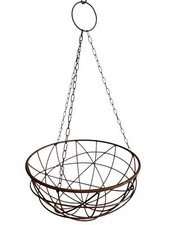 Hängende Gartendeko Blumenampel, Eisen Metallkorb Rostoptik, 40 cm Edelrost