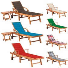 Sonnenliege mit Auflage Teak