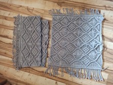 Kissen Makramee Boho Style Hellgrau 50cm x 50cm   -   3 Stück