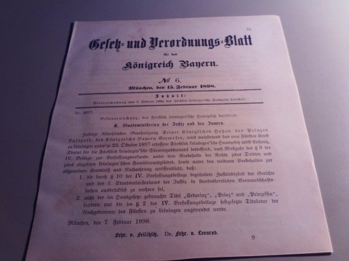 Altes gesetzblatt bayern 1898 - bayern,