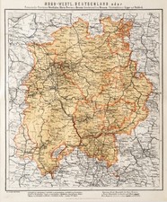 Deutschland Westfalen Hessen Lippe Original Stahlstich Landkarte Ravenstein 1869