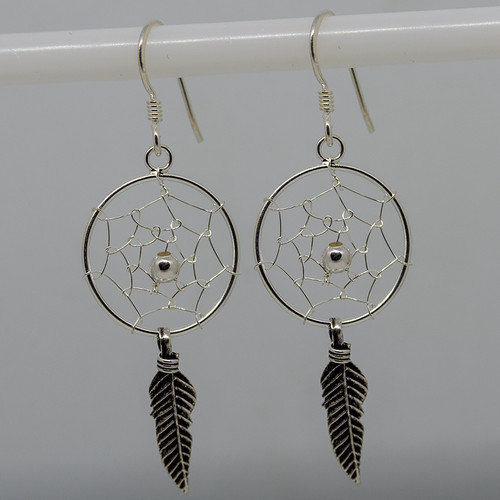 Dreamcatcher feder ohrring 925 - dreamcatcher,