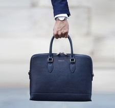 Tasche Herren Echtes Leder Navy Metropolitan Slim Aktentasche Schultertasche NEU