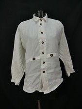 Gr.L Trachtenhemd Hemd Skandal Trachten weiß leichtes Leinen  TH1056