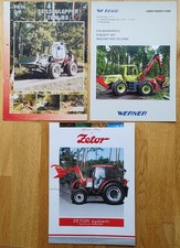 3 x Prospekt Forst Forstschlepper Werner WF Trac, TBM Skidder, Zetor Traktor