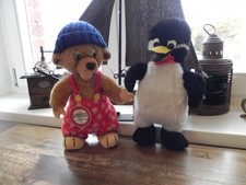 Petzi 2 x Figur Plüsch Stofftier Herrmann Vintage: Rasmus Klump mit Pingu