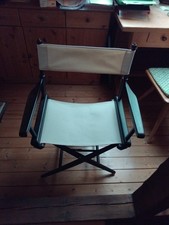 4 Hochwertige Vintage Regiestühle aus Nussbaum Leinenstoff/Holz 60 er für 300 E.