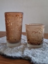 Windlicht Set 2teilig Antik Glas Metall Kerze Licht Deko Tisch Teelicht  NEU