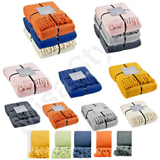 GROßE XL UNI BAUMWOLLE WABEN WAFFEL ÖKO RECYCELT DECKE SOFA STUHL BETT ÜBERWURF