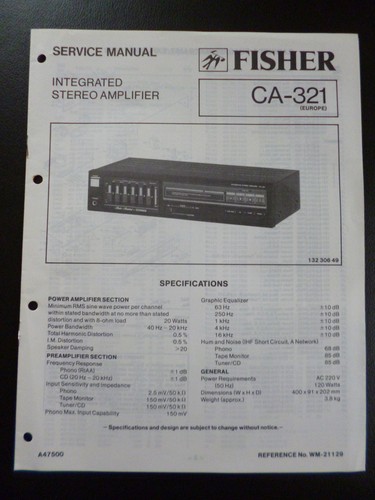 Original service manual fisher - manual,
