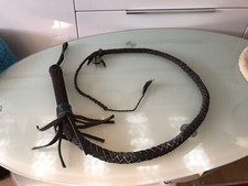 Lederpeitsche braun 130 cm Echtleder Peitsche mit Nieten, Reitgerte Accessoire