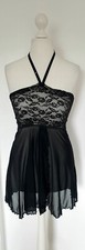 Negligé Negligee Minikleid schwarz Spitze Tüll Größe S (Kik) Schlitz s. Beschr.