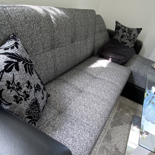 Graues ecksofa kunstleder - graues,