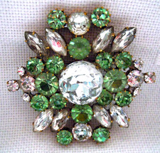 Strass Brosche --- Grün -