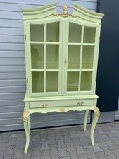 Dänische Barockstilvitrine Vintage cremeweiss