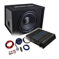 GROUND ZERO/Crunch Basspaket 2-Kanal Endstufe/Verstärker+25cm Subwoofer+Kabel-SE