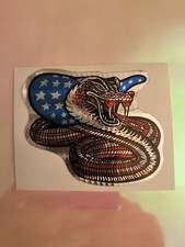 Sticker Aufkleber Prismatisch Glitzer Silber Schlange USA Flagge Stars & Stripes