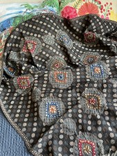 Handbestickt Wolle wunderschöne Stola Schal Umschlagtuch Indien 70 cm x 210 cm