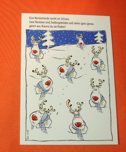 Postkarten rentiere lustig - 1x,