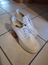 Herren Plateu Schuhe Lack Weiß