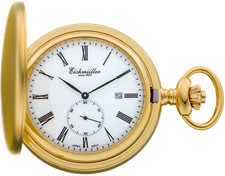 Eichmüller Edelstahl Savonnette Taschenuhr Gold dezentrale Sekunde Datum 