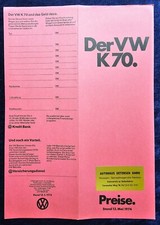 VW K 70 Preisliste 5.1974