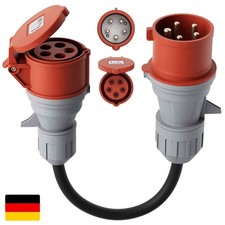 Starkstrom Adapter 32A Stecker auf 16A Kupplung 50cm Kabellänge IP44 DHL