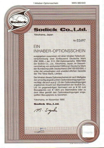 Sodick ltd 1er - sodick, ltd.