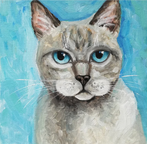 Katze porträt öl - katze,