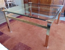 Couchtisch geschliffenes Kristallglas Gold massiv Messing quadratisch 90 cm