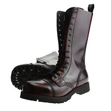 Boots and Braces 14-Loch Burgundy rub-off Springer Stiefel Rangers Rot Schwarz