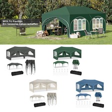 WOLTU Pavillon 3x6m Faltpavillon Gartenzelt 6 Seitenteilen Wasserdicht UV-Schutz