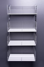 Verkaufsregal Rückwand 4 Körbe Wandschienen Laden-Regal Drahtkorb grau 61,5 cm 