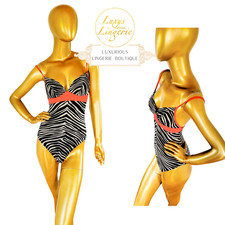 ZEBRA SWIMBODY BODY by Wolford XS X Small red black ecrue Badeanzug Streifen