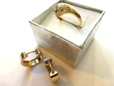 3,4g 585 Gold Ring und Ohrringe, Creolen, Klappcreolen, trgb Bruchgold, Schmuck