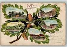 13409319 - 2830 Boizenburg Gruss aus - Litho, Bilder im Eichenblatt , Bahnhof,