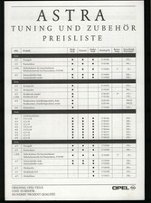 Opel ASTRA F Preisliste 1992 ? TUNING UND ZUBEHÖR. Fließheck-Caravan-Stufenheck