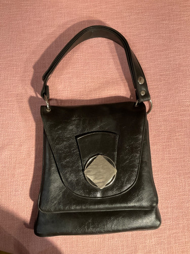 Handtasche leder schwarz - schwarz, 2