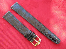 Concord Leder Uhrenarmband mit Schließe, Krokodil, 17mm, Vintage, schwarz, top