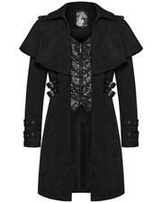 Punk Rave Herren Gothic Steampunk Highwayman Schulter Cape Mantel Jacke Schwarz