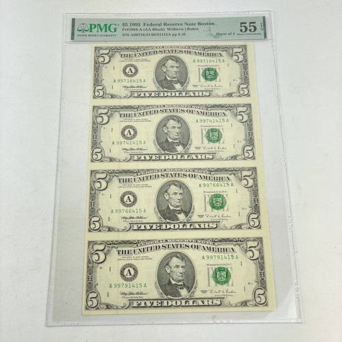Pmg graded dollar sheet of - $5,