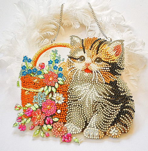 Katze mit blumenkorb edler - blumenkorb,,