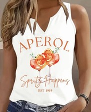 T-SHIRT TANKTOP APEROL SPRITZ PRINT *L*HEMD SHIRT BLUSE DAMEN TOP QUALITÄT WEISs