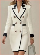 Elegantes  weißes Trench Blazer Mantel Kleid Marinestiel Gr. XXL 46/48/50