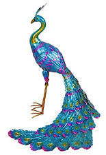 Gartenfigur Pfau Metallvogel Garten Dekofigur 74cm Pfauenfigur Gartenskulptur