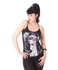 Liquor Brand Gypsy4 Rockabilly Pin Up oldschool Tattoo Spaghettiträger Girl Top