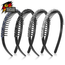 Zahnkamm Haarreifen Stirnband Strass Zickzack Damen Mädchen Rutschfest Kristall 