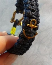 NN Neonneid maritimes Armband blau Tau mit Anker Hamburg Steigbügel Messing neu