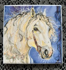 Karlsruher Majolika * Handarbeit Fliese * Wandfliese * Wandplatte * Pferd ***